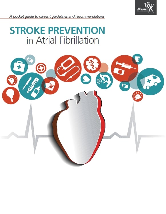 "Stroke Prevention in AFib" pocket guide cover.