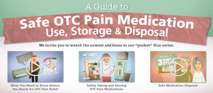 Three covers of pocket films on safe OTC pain medication.