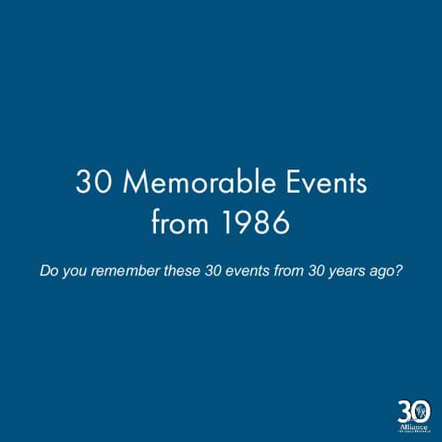 "30 Memorable Events from 1986" cover.