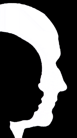 Silhouette of child overlaid on silhouette of adult.