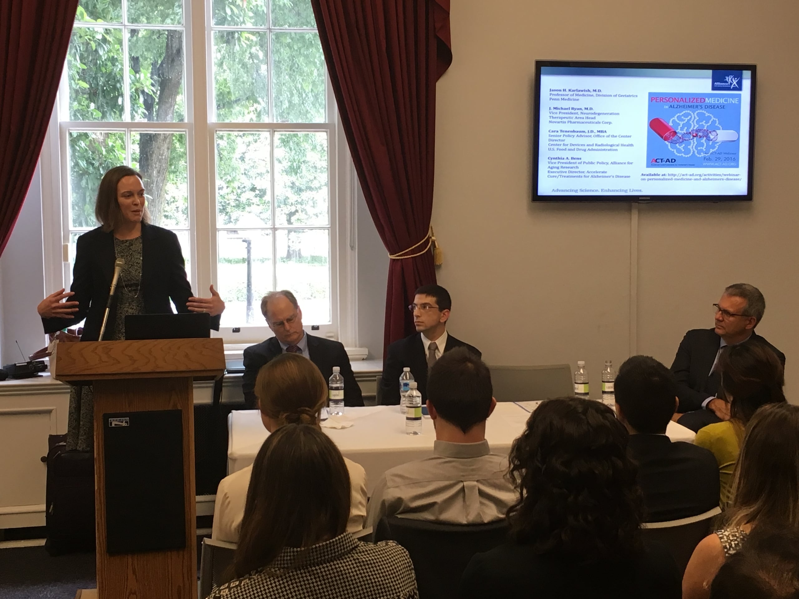 Cynthia Bens speaking at Congressional Life Sciences Caucus briefing.