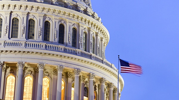 United States Capitol building with American flag.