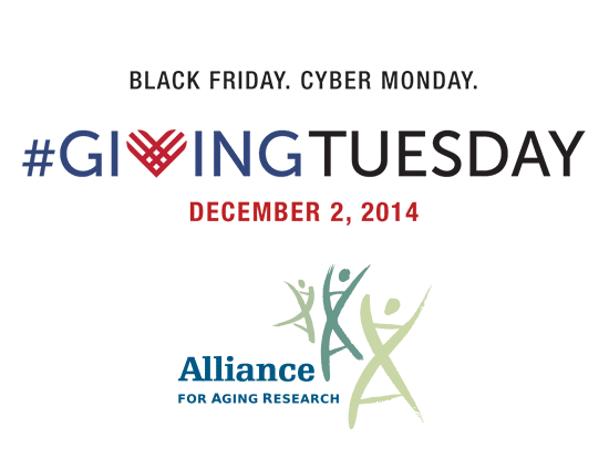 Giving Tuesday logo above Alliance for Aging Research logo.