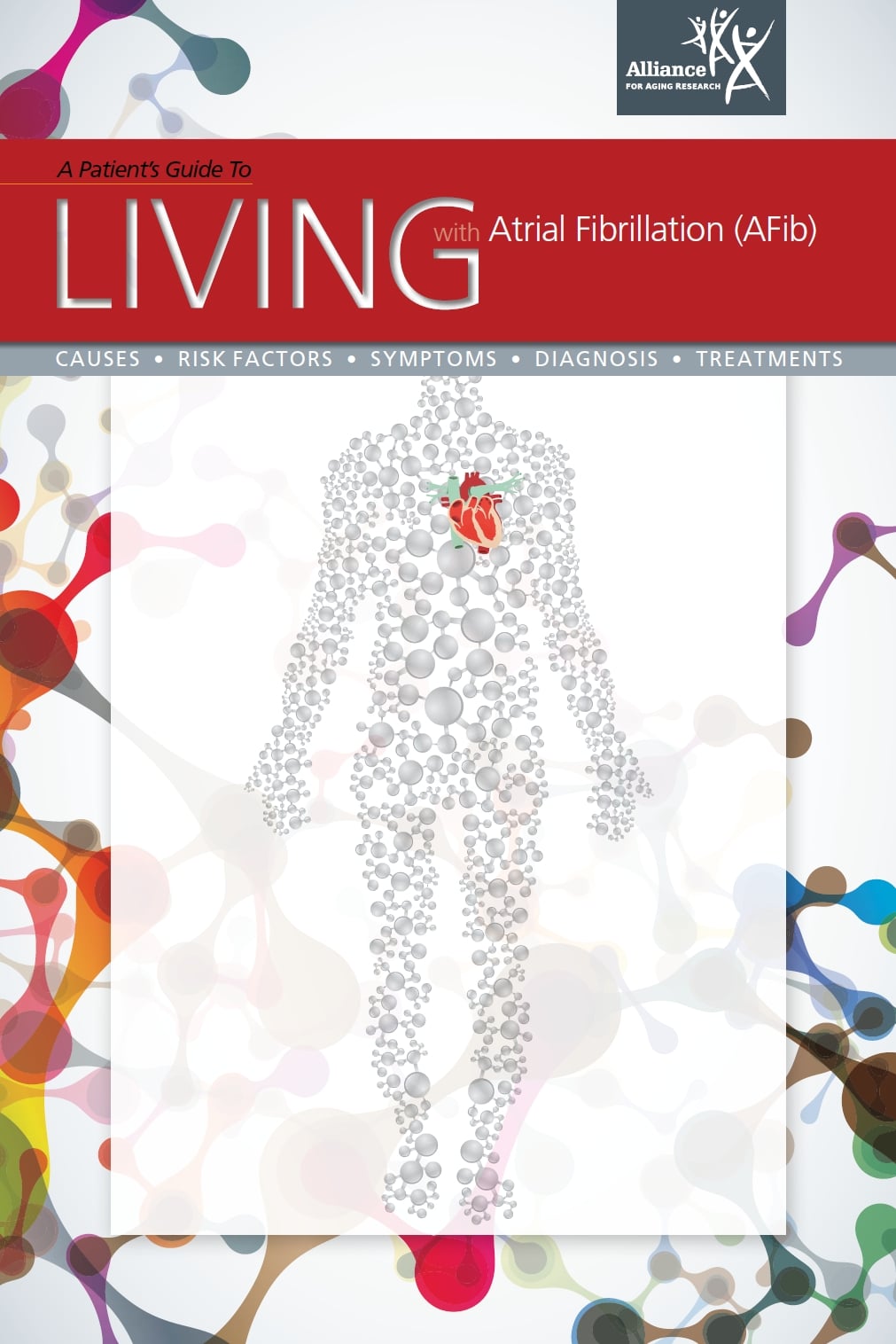 "Living with AFib" patient's guide cover.