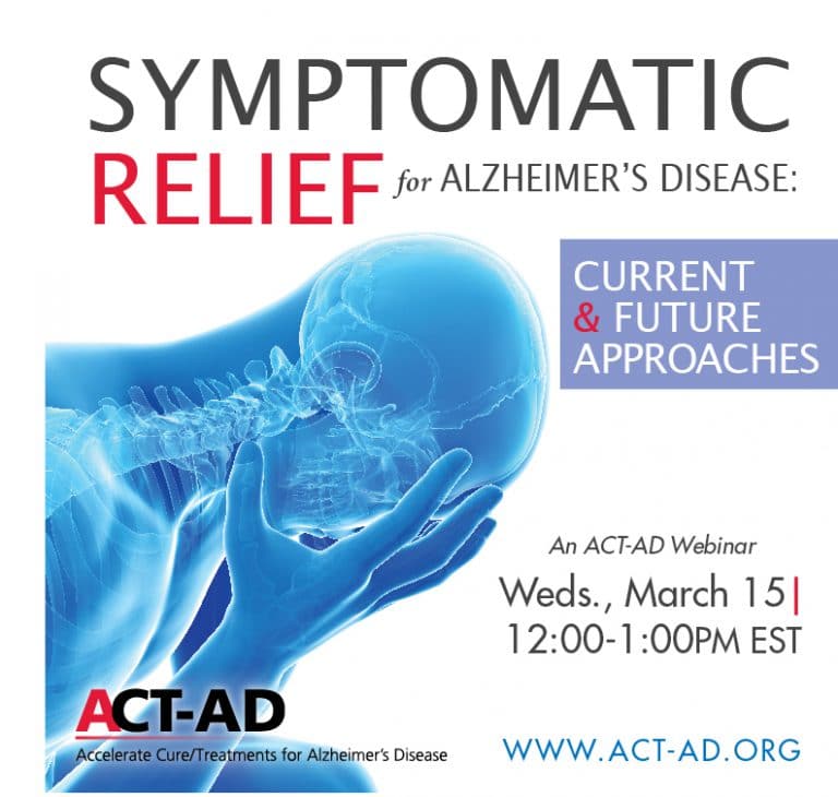 Invitation for ACT-AD webinar on symptomatic relief for Alzheimer's.