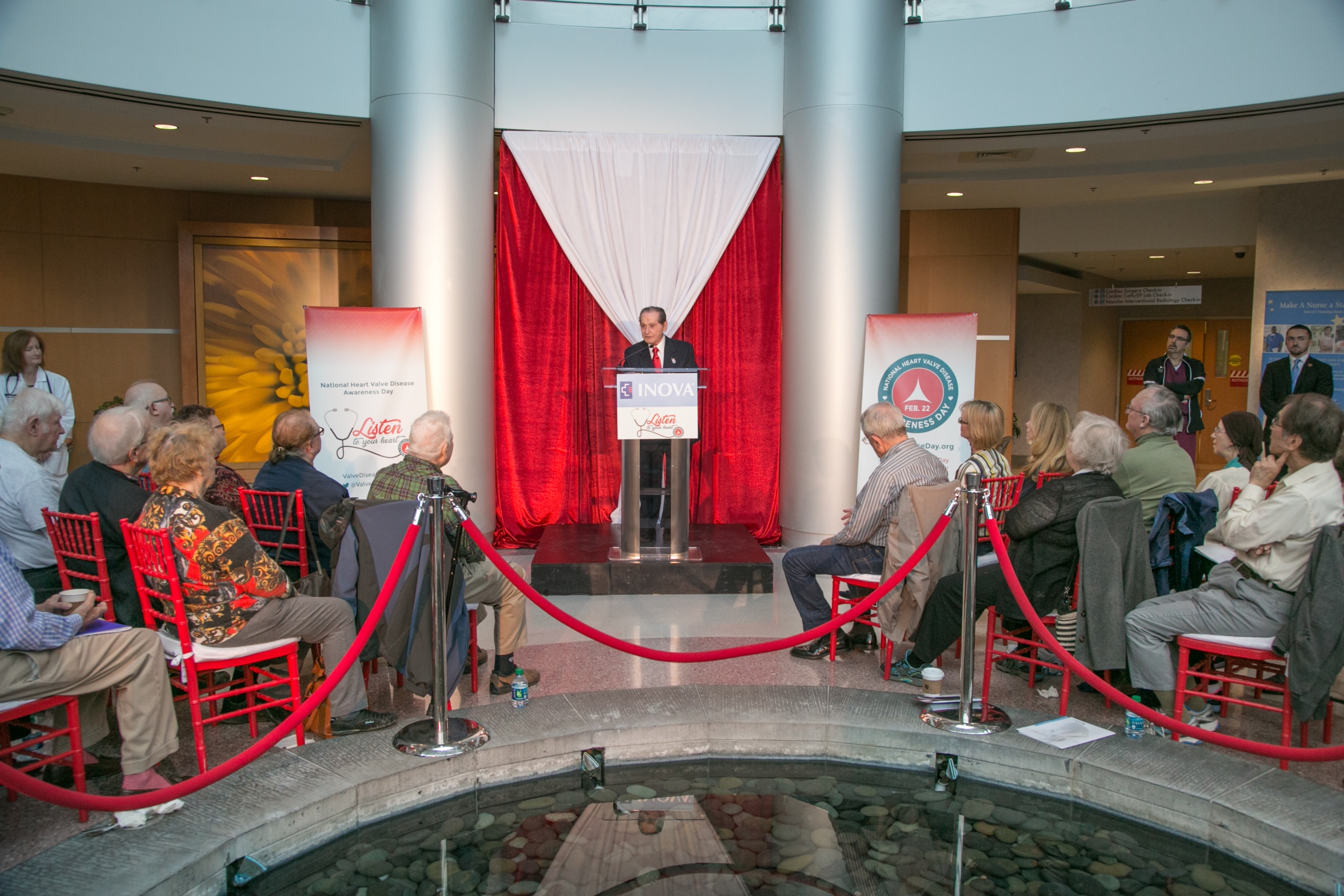 Col. Arnald Gabriel speaking at National Heart Valve Disease Awareness Day event.