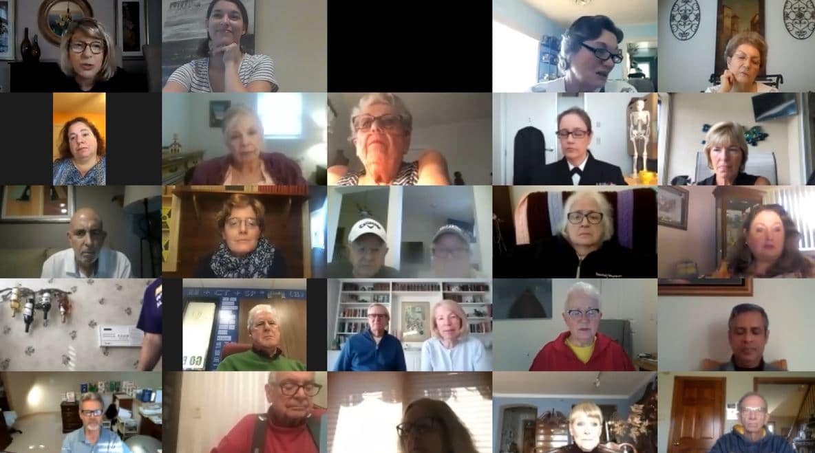 Screengrab of students in virtual Talk NERDY to Me training.