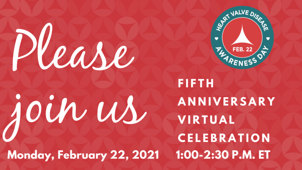 Invitation for Heart Valve Disease Awareness Day fifth anniversary virtual celebration.