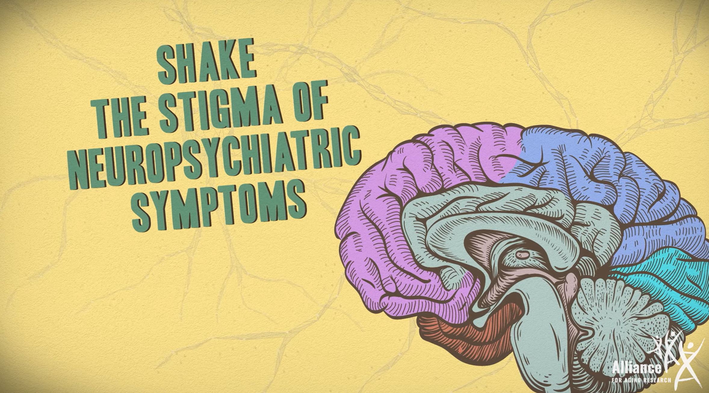 "Shake the stigma of neuropsychiatric symptoms" video cover.