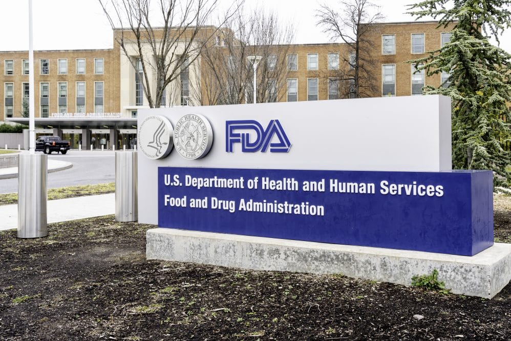 FDA sign in front of building.