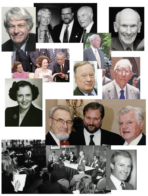 Historical collage of image from the Alliance, show key figures who helped shape it's existence.