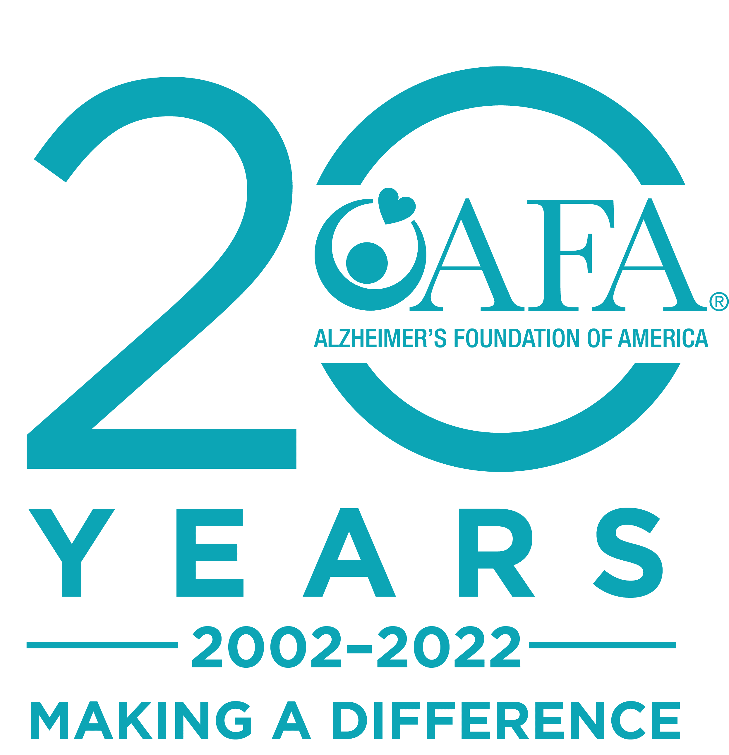 Alzheimer's Foundation of America 20 Years logo.