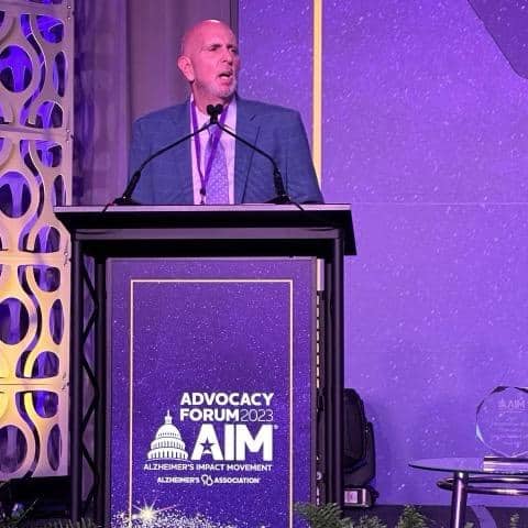 Jay Reinstein gives remarks at the 2023 AIM Advocacy Forum Dinner.