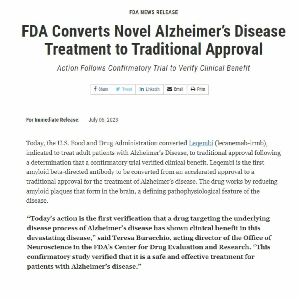 FDA approval press release of leqembi