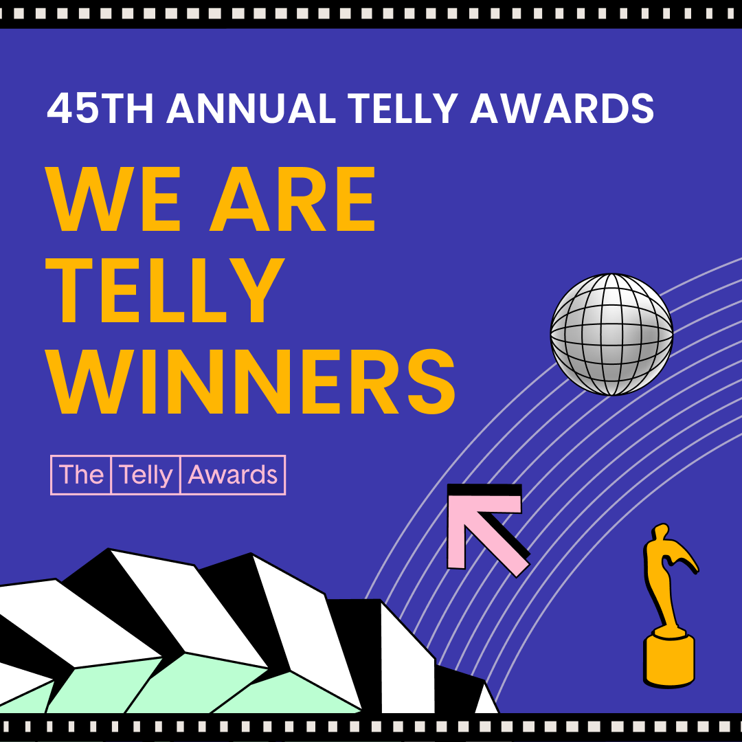 80-style graphic "We Are Telly Winners" on a purple background.