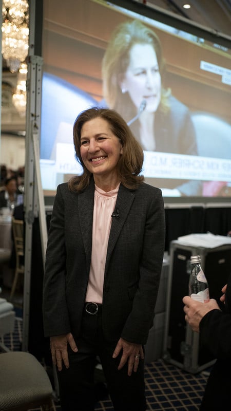 Rep. Kim Schrier (D-WA) smiles backstage at the Health Next Summit.