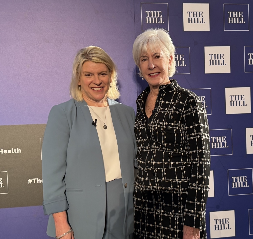 Sue Peschin, MHS, with Kathleen Sebelius, Former Secretary of the U.S. Department of Health and Human Services (HHS)