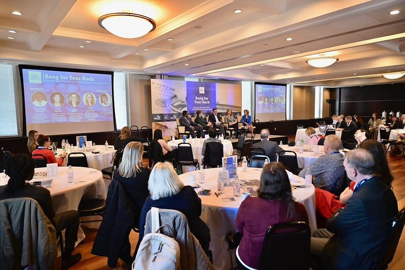 The panel addresses the crowd at Top of the Hill in Washington, D.C.
